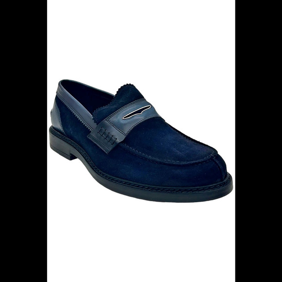 Donald Pliner Men's Carlos Antique Washed Suede Slip-On Loafer Navy - Medium - Picture 1 of 3